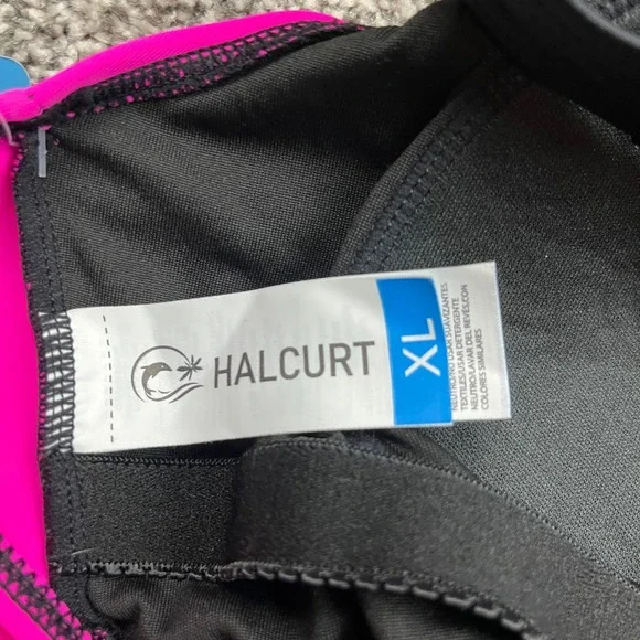 Halcurt One Piece Swimsuit Womens S Black Pink Peach Athletic Workout Bodysuit - Picture 9 of 12